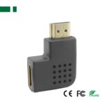 Adaptor HDMI Αρσενικό σε HDMI Θηλυκό Δεξιά Γωνία με Επίχρυσα Βύσματα Μαύρο