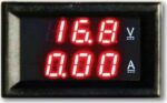 Διπλό Ψηφιακό Βολτόμετρο 0÷100VDC & Αμπερόμετρο 0÷50A DC Πίνακα , 3 Ψηφίων, 48x29x22mm Μαύρο