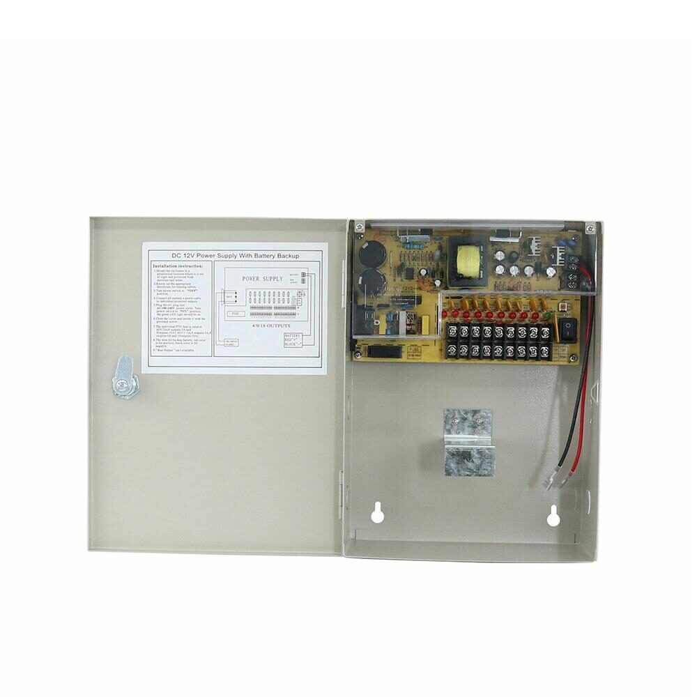 946844280-o1-1.jpg Τροφοδοτικό Switching 12VDC 15A για Συστήματα Ασφαλείας με 9 Εξόδους & Λειτουργία UPS 310x203x52mm Anga CP1209-15A-9-B - Image 1