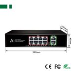 Anga PS-EG5182B 8PoE+2 Port Ethernet Switch 10/100/1000Mbps έως 100m 120W Max. 202x140x45mm - Image 4