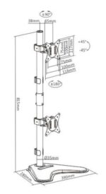 Βάση Γραφείου Brateck για 2 Monitors έως 32″ 9kg ανά Monitor Max Μαύρη LDT66-T02V - Image 5