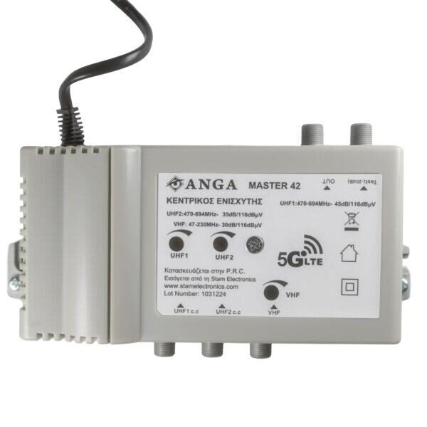 946990222-o1-1.jpg Anga Master 42 Ενισχυτής TV Κεντρικής Εγκατάστασης V/U/U 30/35/45dB 116dBμV με Φίλτρο 5G - Image 1