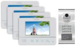 Realsafe VDM-40 KIT Θυροτηλεόρασης 4 Διαμερισμάτων 1MP με Έγχρωμη Οθόνη 7" Τεχνολογία 4 Καλωδίων