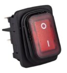 Διακόπτης Rocker IP65 OFF-ON 4 Pin DPST, Φωτιζόμενος Κόκκινος 16A/250VAC, για Άνοιγμα 22x30mm RED/0-1