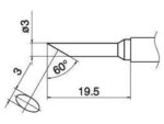 Yihua T12-3C Μύτη Κολλητηριού 3mm με Κεκλιμένο Άκρο για το Κολλητήρι YH-948BB/SI των Σταθμών Κόλλησης YH-948DB+-II & YH-948-I - Image 2