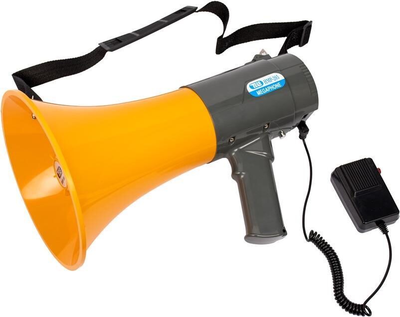 939996180-o1.jpg Τηλεβόας Φ15x34cm 15W Επαναφορτιζόμενος με Αποσπώμενο Μικρόφωνο, 2 Ήχους Σειρήνας, Bluetooth, USB/SD/MP3/AUX TELE HMP-205 - Image 1