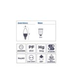 Λάμπα LED Κερί E14 8W Θερμό Λευκό 3000K 720lm Wellmax 02.001.1303 - Image 2