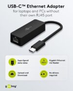 Goobay Μετατροπέας USB-C 3.1 σε Ethernet 1000Mbps με Καλώδιο 10cm Μαύρο 91599 - Image 2