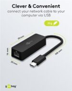 Goobay Μετατροπέας USB-C 3.1 σε Ethernet 1000Mbps με Καλώδιο 10cm Μαύρο 91599 - Image 5