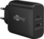 Goobay Ταχυφορτιστής Πρίζας με 1x USB-C Power Delivery 45W Max & 1x USB-A 12W Μαύρος 65411