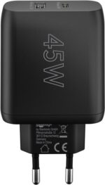 Goobay Ταχυφορτιστής Πρίζας με 1x USB-C Power Delivery 45W Max & 1x USB-A 12W Μαύρος 65411 - Image 3