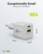 Goobay Mini Ταχυφορτιστής Πρίζας με USB-C Power Delivery & USB-A Quick Charge 3.0 20W Max. Τεχνολογίας GaN 74.3x35.8x35.8mm Λευκός 65865 - Image 5