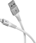 Goobay Καλώδιο Ταχείας Φόρτισης Lightning σε USB-A 12W 1m Supersoft Υφασμάτινο με Μεταλλικά Βύσματα Λευκό 74511