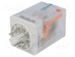 Ρελέ Ηλεκτρομαγνητικό 48VDC 10A 2 Επαφών N.O+N.C 8 Pin Λυχνίας με Πλήκτρο Test Relpol R15-2012-23-1048-WT