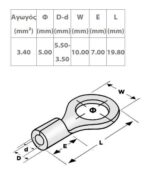 Ακροδέκτης Δακτυλίου Φ5mm για Καλώδιο έως 3.5mm² Επικασσιτερωμένος Χαλκός RNB5.5-5 - Image 2