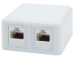 Διπλή Πρίζα Δικτύου RJ45 Cat.6 Εξωτερική με Keystone Βύσματα Λευκή SUT