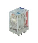 Ρελέ Ηλεκτρομαγνητικό 12VAC 4A 4 Επαφών N.O+N.C 14 Pin Βάσης με Πλήκτρο Test Carlo Gavazzi 01.077.0178