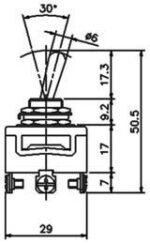 Διακόπτης Μοχλού Toggle ON-ON 3 Pin SPDT, 15A/250VAC, Φ12mm T-1326 - Image 2