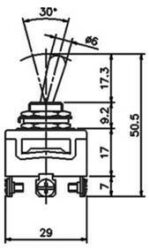 Διακόπτης Μοχλού Toggle ON-OFF-ON 3 Pin SP3T, 15A/250VAC, Φ12mm CNTD T-1327 - Image 2