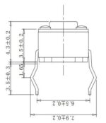 Microswitch TACT 4 Pin Push ON SPST-NO, 1.77N, THT 6x6x4.3mm Jianfu TVDP01-043BB - Image 2