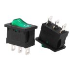 Διακόπτης Rocker ON-ON 3 Pin DPDT, 8A/250VAC, για Άνοιγμα 19.1x13.1mm Φωτιζόμενος Πράσινος PS8A-13