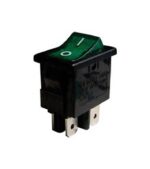 Διακόπτης Rocker OFF-ON 4 Pin DPST, Φωτιζόμενος Πράσινος 8A/250VAC, για Άνοιγμα 18.9x13mm BEJ PS8A-4