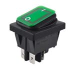 Διακόπτης Rocker IP65 OFF-ON 4 Pin DPST, Φωτιζόμενος Πράσινος 22A/250VAC, για Άνοιγμα 30x22mm Honyone WR-210-P5L-BG
