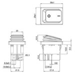 Διακόπτης Rocker IP65 OFF-ON 4 Pin DPST, Φωτιζόμενος Πράσινος 22A/250VAC, για Άνοιγμα 30x22mm Honyone WR-210-P5L-BG - Image 2