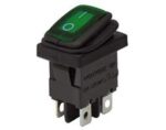 Διακόπτης Rocker IP65 OFF-ON 4 Pin DPST, Φωτιζόμενος Πράσινος 10A/250VAC, για Άνοιγμα 19.2x13mm Honyone WR6210 01.086.0127