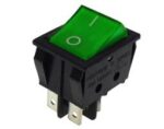 Διακόπτης Rocker OFF-ON 4 Pin DPST, Φωτιζόμενος Πράσινος 22A/250VAC, για Άνοιγμα 30x22mm HNO R210