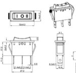 Διακόπτης Rocker ON-OFF-ON 3 Pin SP3T, 22A/250VAC, για Άνοιγμα 32x14x17.2mm R1130 - Image 2