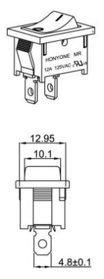 Διακόπτης Rocker OFF-ON 2 Pin SPST, 10A/250VAC, για Άνοιγμα 19.1x12.9mm MR-1-110-C5N-BB - Image 3