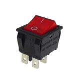 Διακόπτης Rocker OFF-ON 4 Pin DPST, Φωτιζόμενος Κόκκινος 22A/250VAC, για Άνοιγμα 28x22mm Hno R4210