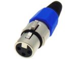 Βύσμα XLR 3 Pin Θηλυκό Καλωδίου Μεταλλικό Μαύρο-Μπλε JT2042