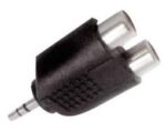 Adaptor 3.5mm Stereo Αρσενικό σε 2x RCA Θηλυκά Πλαστικό Μαύρο Ultimax AU1522