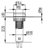 Ενδεικτική Λυχνία Neon Πράσινη Φ10mm 230VAC IP40 με Καλώδιο 17cm Xindali AD22E-019/L/G - Image 2