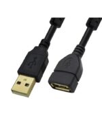 Καλώδιο Προέκτασης USB 2.0 Type A Αρσενικό σε Θηλυκό 0.6m Επίχρυσο με Φερρίτη Μαύρο Pully 04.001.0253