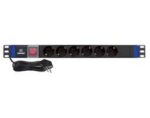 Πολύπριζο 6 Θέσεων για Rack 19" 1U με Διακόπτη & Καλώδιο 2m 3x1.5mm² Μαύρο Safewell 04.022.0189