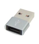 Pully Μετατροπέας USB-A 2.0 Αρσενικό σε USB-C Θηλυκό Ασημί PL-AP377