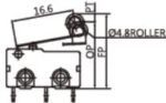 Microswitch Snap Action με Έλασμα 17mm & Ροδάκι, SPDT 5A/250VAC για PCB Zippy SM-05S-05P-Z - Image 2