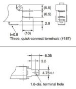Microswitch Snap Action με Έλασμα 12mm & Ροδάκι, SPDT 15A/250VAC, 2.35N, Faston C&H V-155-1C25 - Image 5