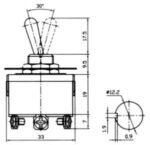 Διακόπτης Μοχλού Toggle (ON)-OFF-(ON) 6 Pin DP3T, 10A/250VAC, Φ12mm KN3C-223Α-A3 - Image 2