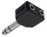 Adaptor 6.3mm Stereo Αρσενικό σε 2x3.5mm Stereo Θηλυκά Πλαστικό Μαύρο JT-3193