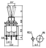 Διακόπτης Μοχλού Toggle ON-OFF-ON 6 Pin DP3T, 3A/250VAC, Φ6mm MTS-203-A1 - Image 2