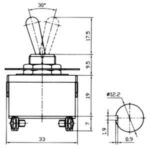 Διακόπτης Μοχλού Toggle OFF-ON 4 Pin DPST, 10A/250VAC, Φ12mm KN3C-201A-A1 - Image 2