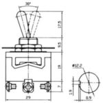 Διακόπτης Μοχλού Toggle ON-OFF-ON 3 Pin SP3T, 10A/250VAC, Φ12mm KN3C-103A-A3 - Image 2