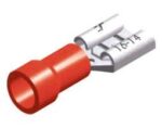 Ακροδέκτης Faston Ίσιος Θηλυκός 6.6mm για Καλώδιο έως 1.5mm² με Κόκκινη Μόνωση Ορείχαλκος F1-6.4V/8