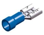 Ακροδέκτης Faston Ίσιος Θηλυκός 6.6mm για Καλώδιο έως 2.5mm² με Μπλε Μόνωση Ορείχαλκος F2-6.4V