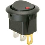 Διακόπτης Rocker OFF-ON 3 Pin SPST, Φωτιζόμενος Κόκκινος 20A/14VDC, Φ20.2mm SCI R13-112B2-02-BBR