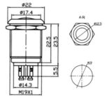 Πιεζοδιακόπτης Push ON SPST-NO, IP65, 2A/250VAC Φ19mm Μεταλλικός Dahe PBS-28B-3 - Image 2